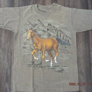 Vintage Army Green Horse T-Shirt
